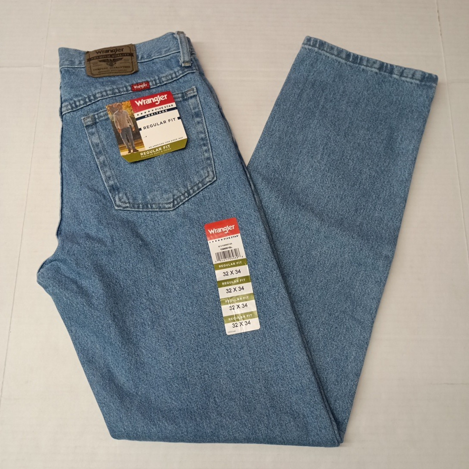 Wrangler Regular Fit Five Star Jeans Men's 32x34 Blue